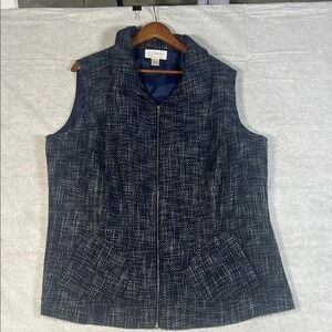 CJ Banks Women's Navy Tweed Zipper Vest Size 2X